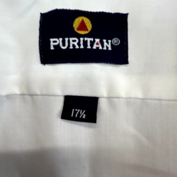 PUritan Men's White Shirt button-up 17 1/2  51" USA made pocket short sleeve - Picture 3 of 11